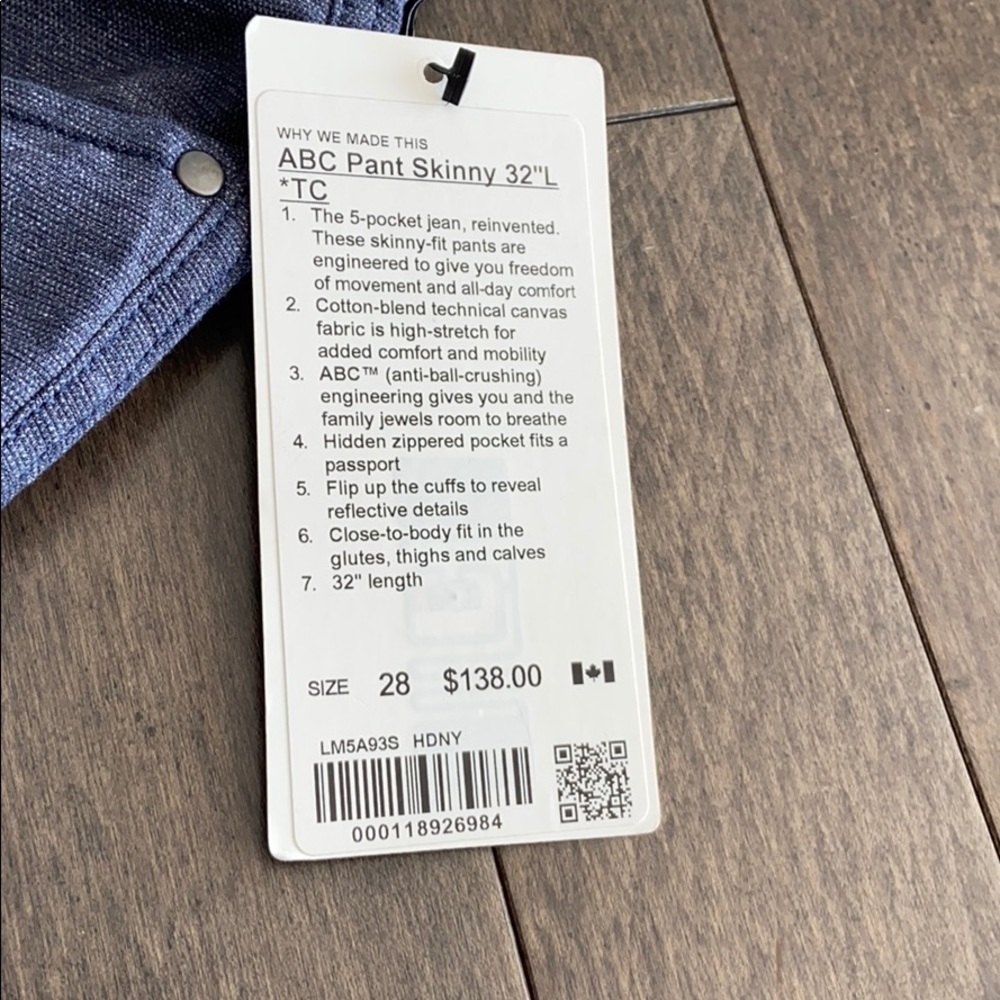 Men’s NEW win tag att Lululemon ABC Skinny Pants - Picture 3 of 4